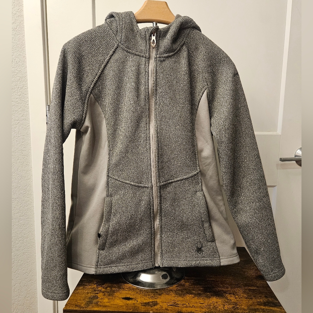 Women's Spyder Zippered Fleece Hoodie - Size Medium, Gray